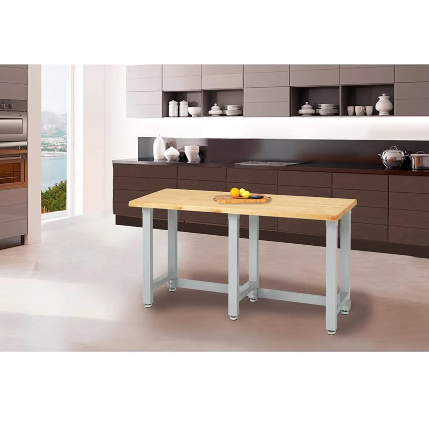 Seville Classics UltraHD Heavy Duty Height Adjustable Workbench Table W/Solid Wood Top, 1000 Lbs. Weight Capacity Workstation For Garage, Warehouse, Workshop, Granite, 72" W X 25" D Desktop - Image 2