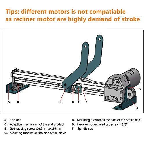 Fromann Okin Refined-R Model JLDQ-1A And JLDQ-11 Part # JLDQ.11.156.333K Kit For Electric Power Recliner Replacement Motor Actuator - Image 7