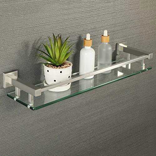 Alise GC2000-LS SUS 304 Stainless Steel Bathroom Glass Shelf Wall Mount 20 Inch,Brushed Nickel - Image 3