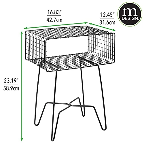 MDesign Modern Industrial Side Table With Storage Shelf, 2-Tier Metal Minimal End Table, Metallic Caged Grid - Accent Furniture For Living Room, Bedroom, Office, Dorm Room, Concerto Collection, Black - Image 3