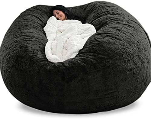 GQZGGXX Bean Bag Chair Cover, Durable Comfortable Chair PV Fur Bean Bag Sofas Faux Fur Sofa Living Room Sofa Bed Large Bean Bag Chairs For Adults (No Filler,Cover Only) 6ft Dark Grey - Image 9