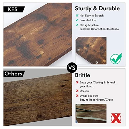 KES Bathroom Shelf With Bar Wall Mounted, 2-Tier Industrial Wooded Rustic Wall Shelf Over Toilet Rack With Double Adjustable Bar Floating Shelves 23.6-inch Metal Black, BTR500S60-BK - Image 4