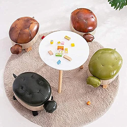Kelendle Animal Footstool Turtle Upholstered Ottoman PU Leather Pouf Wood Foot Stool Rest For Living Room Bedroom Sofa Bench Seat Chair, Grass Green, Large - Image 3