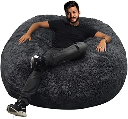 HWIVGKU Bean Bag Chairs, Giant Bean Bag Chair For Adults, 4ftbean Bag CoverComfyBean Bag Bed (No Filler, Cover Only) Fluffy Lazy Sofa (Light Grey), 4ft(120 * 65cm) - Image 9