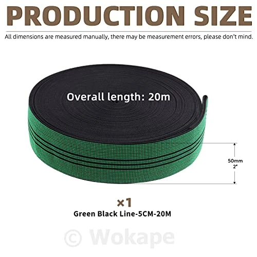 Wokape 65.6ft Sofa Elastic Webbing Stretch Latex Band Furniture Repair DIY, Upholstery Modification Elastane Belt For Chair Couch (2" W, Green) - Image 2