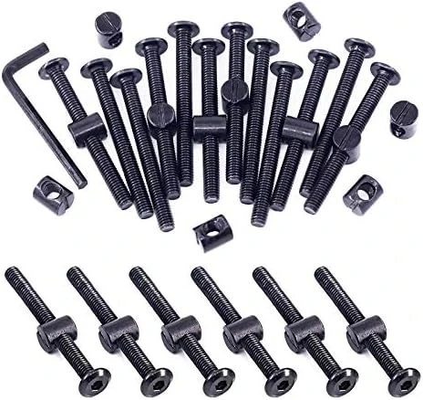 Swpeet 51Pcs Black M6 × 15mm Crib Hardware Screws, Hex Socket Head Cap Crib Baby Bed Bolt And Barrel Nuts With 1 X Allen Wrench Perfect For Furniture, Cots, Crib Screws (M6x15mm) - Image 13