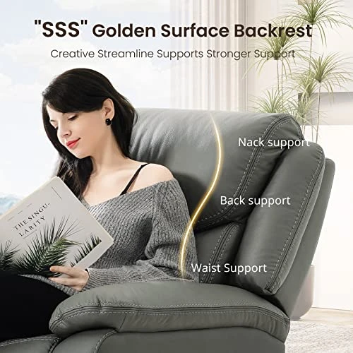 Luffield Large Electronic Power Recliner Chair, 270 Degree Swivel Recliners Comfy Glider Rocking Chairs With USB & Type-C Ports,Soft Fabric Sofa Chair For Living Room - Image 4