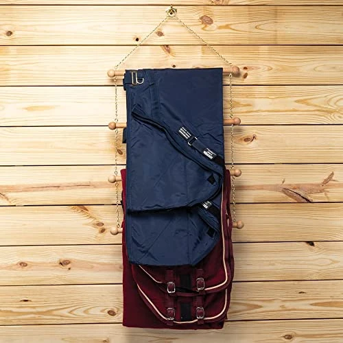 Schneiders Berlin Brass Wood Blanket & Cooler Rack | Compact Yet Spacious Design | Lightweight & Portable | Natural Wood & Brass Aesthetics | Accommodates Multiple Blankets - Image 2