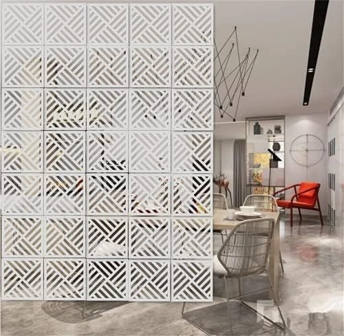 BMIDRUT 12Pcs/Set Hanging Room Divider White DIY Panel Screens Partition Wall Dividers Room Decorative With All Accessories 11.4x11.4 Inch (M6) - Image 10