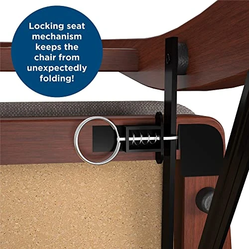 CoscoProducts COSCO Mission Back Solid Wood Folding Chair With Thick Fabric Padded, Walnut, 2-Pack, Triple Braced With Locking Mechanism, For Everyday Dining Or Extra Seating - Image 2