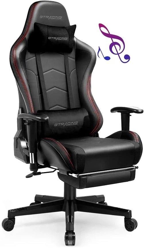GTRACING Gaming Chair With Footrest Speakers Video Game Chair Bluetooth Music Heavy Duty Ergonomic Computer Office Desk Chair Red - Image 7