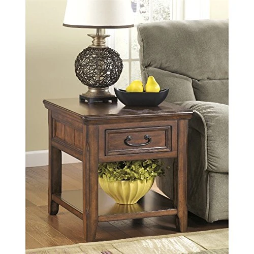 Signature Design By Ashley Woodboro Traditional Square End Table With Drawer, Dark Brown - Image 2