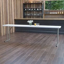 EMMA + OLIVER 8-Foot Granite White Plastic Folding Training/Seminar Table