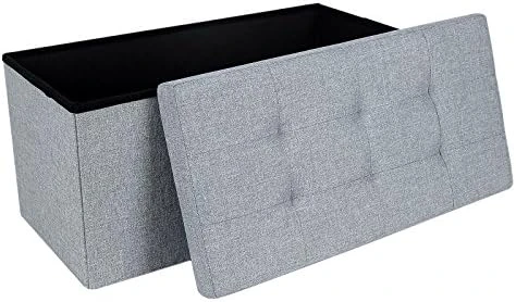 SONGMICS 43 Inches Folding Storage Ottoman Bench, Storage Chest, Foot Rest Stool, Bedroom Bench With Storage, Holds Up To 660 Lb, Dark Gray ULSF77K - Image 14
