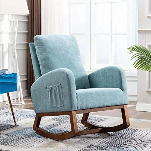 HomSof Rocker Recliner, Polyester Rocking Nursery, Modern Lounge Chair For Living Room, One Size, Yellow Swivel Glider - Image 9