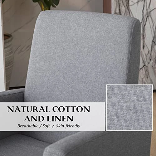 Paddie Rocking Chair Nursery Glider Rocker Chair Tall Back Upholstered Accent Armchair For Living Room Bedroom Office - Image 6