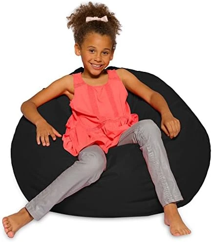 Big Comfy Bean Bag Chair: Posh Large Beanbag Chairs With Removable Cover For Kids, Teens And Adults - Polyester Cloth Puff Sack Lounger Furniture For All Ages - 27 Inch - Heather Gray - Image 8