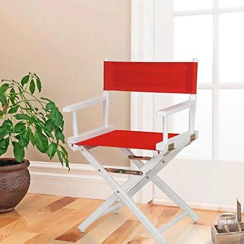 Casual Home 18" Director's Chair White Frame With Red Canvas - Image 2