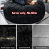 LapEasy Giant Bean Bag Chair Cover(Cover Only,No Filler),Oversized Round Soft Fluffy PV Velvet Washable Lazy Sofa Bean Bag Bed Cover For Adults, Living Room Bedroom Furniture Outside Cover(Black)
