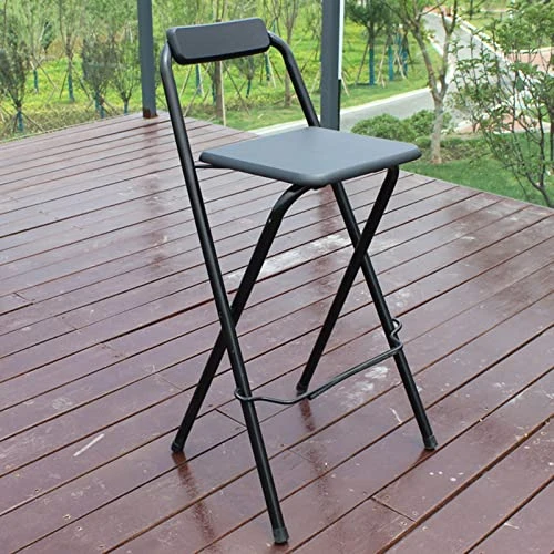 Set Of 2 Folding Counter Height Bar Stool With Backrest, Square Breakfast High Chair With Footrest, Office Kitchen Parties Bar High Chair, Steel Frame Wooden Seat (Color : White, Size : Seat Height - Image 2