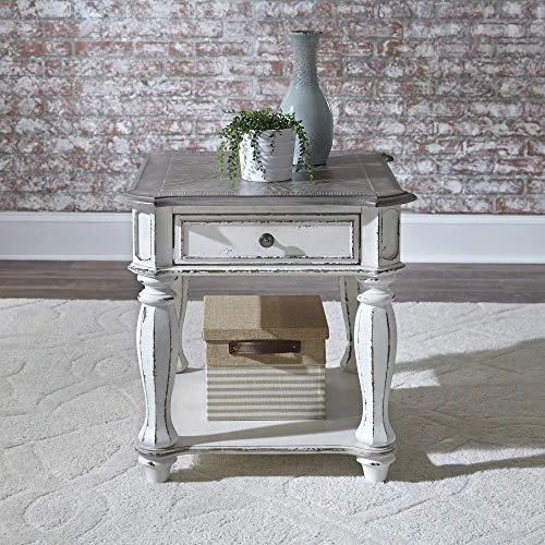 Liberty Furniture Industries Magnolia Manor End Table, W24 X D28 X H24, White