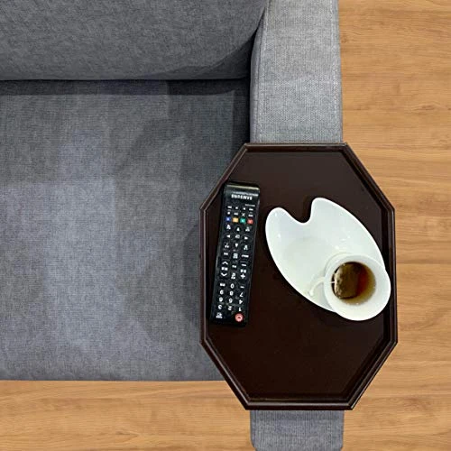 Wooden Sofa Armrest Clip-On Table, Recliner Armchair Organizer Tray (Cherry) - Image 3