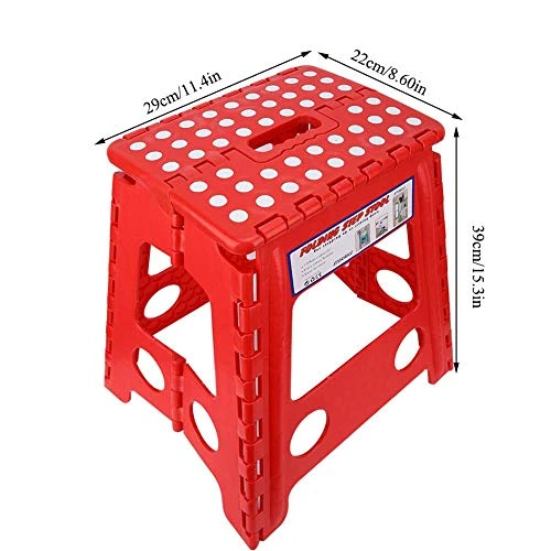 EVTSCAN 15.3” Folding Step Stool For Adults, Non-Slip Textured Grip Surface, Foldable Space Saving Design, Carrying Handle, Holds Up To 300 Pounds(Red) - Image 3