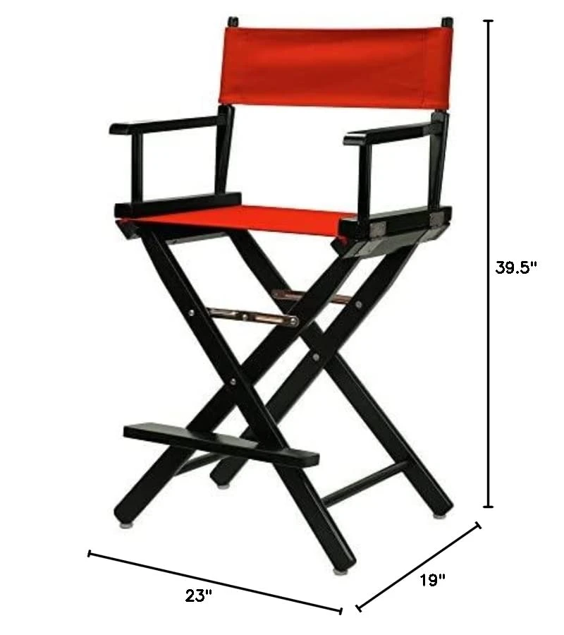 Casual Home 24" Director's Chair Black Frame-with Red Canvas, Counter Height - Image 5