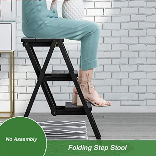 DINGZZ Step Stool-Portable Folding 3-Step Ladder,Folding Step Stool,Portable Lightweight Folding Space Saving Ladders,Multi-Use For Household, Market, Office - Image 4