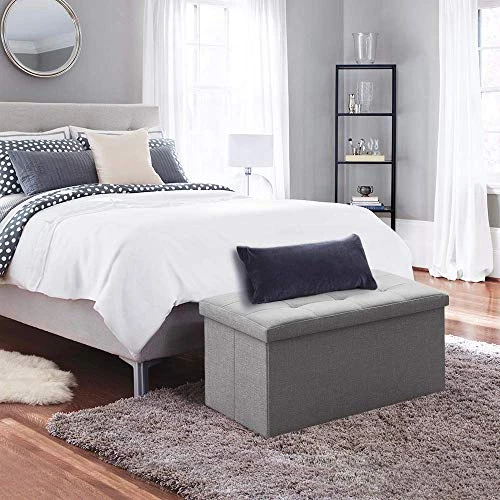 Camabel Folding Storage Ottoman Bench Cube Holds Up To 660lbs 30 Inch Fabric Storage Chest With Memory Foam Seat Footrest Padded Upholstered Tufted For Bedroom BG364 - Image 3