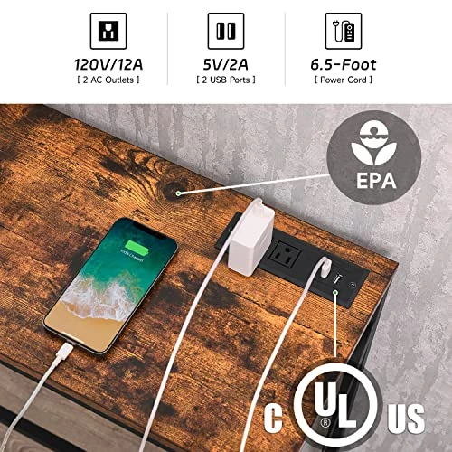 LAKEMID Console Table Narrow Long 63" - Sofa Tables With Charging Station, Behind Couch Table With Metal Frame For Living Room Hallway Foyer (63 Inches) - Image 4