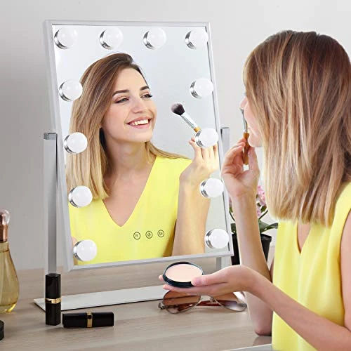 HAMSWAN Large Vanity Mirror With 3 Different Lighting Modes, Hollywood Lighted Mirror Vanity Makeup Mirror With 12 X 3W Dimmable LED Bulbs, White - Image 5