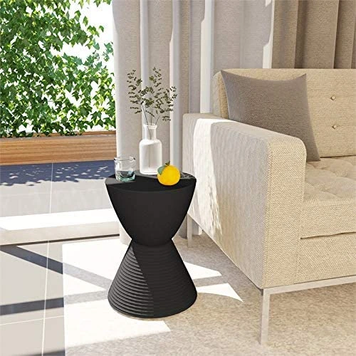 LeisureMod Modern Boyd Side Table Indoor And Outdoor Use, 16.75" H X 11.75" W X 11.75" D (Black) - Image 2