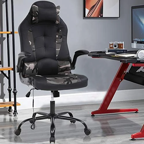 Massage Gaming Chair Ergonomic Office Chair High Back Desk Chair PU Leather Executive Chair With Lumbar Support Headrest Armrest PC Racing Computer Chair Task Rolling Swivel Chair, Red - Image 9