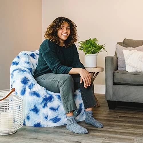 Big Joe Milano Bean Bag Chair, Indigo Tie Dye Plushie Fur, 2.5ft - Image 2