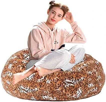 Dporticus Bean Bag Chair, Memory Foam Filling Sofa With Furry Fur Plush Cover, For Adults And Kids 3 Ft, Crepe Print - Image 7