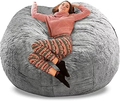 GQZGGXX Bean Bag Chair Cover, Durable Comfortable Chair PV Fur Bean Bag Sofas Faux Fur Sofa Living Room Sofa Bed Large Bean Bag Chairs For Adults (No Filler,Cover Only) 6ft Dark Grey - Image 14