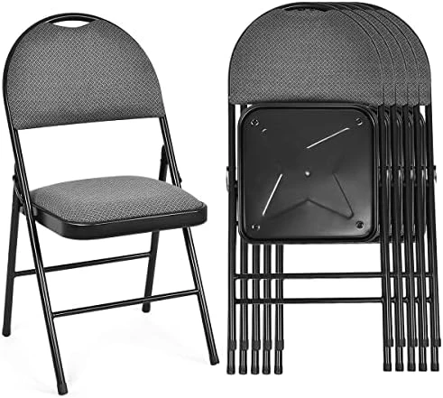 ARLIME 6 PCS Folding Chairs W/Padded Seats, Metal Folding Chair W/Upholstered Seat, Handle Hole, Steel Frame, Folding Chair For Home, Church, School, Office, Party, Courtyard Use, Beige - Image 8