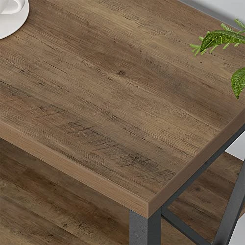 LVB Rustic Entertainment Center For 65 Inch TV, Industrial Wood And Metal TV Stand With Storage Shelf, Modern Television Media Console Table With Cabinet For Living Room Bedroom, Rustic Oak, 55 Inch - Image 2