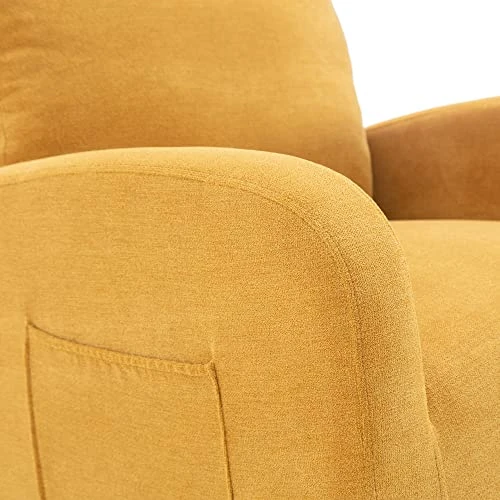 HomSof Rocker Recliner, Polyester Rocking Nursery, Modern Lounge Chair For Living Room, One Size, Yellow Swivel Glider - Image 6