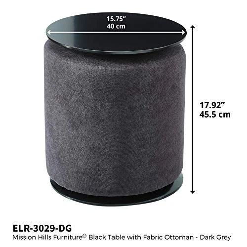 Mission Hills Accent 18 In Round Nesting Ottoman Table, Dark Grey - Image 2