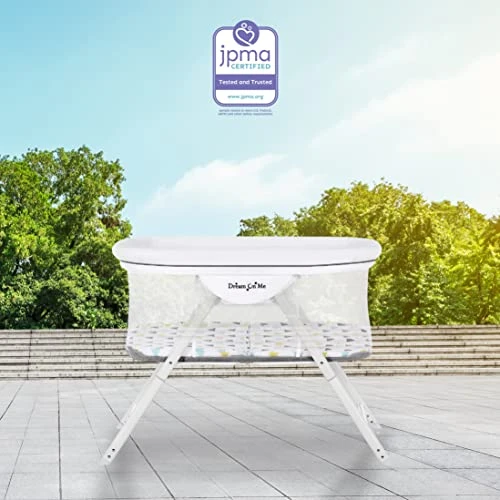 Dream On Me Poppy Traveler Portable Bassinet In White And Grey, Lightweight, Spacious And Convenient Mesh Design, JPMA Certified, Easy To Clean And Fold Baby Bassinet - Carry Bag Included - Image 5