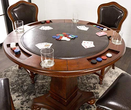 Sunset Trading Poker Dining And Game Pub Table, Distressed Brown Cherry With Espresso Seats - Image 4