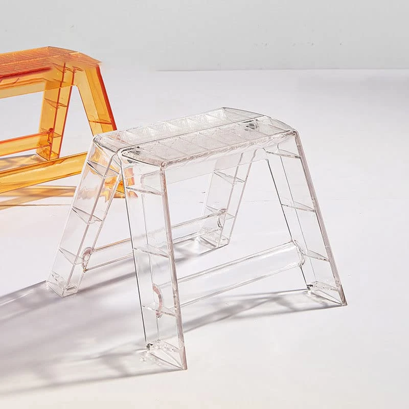 Step Stools For Adults, Acrylic Folding Protable Step Ladder 1 Steps Adults, Small Foldable Chaie, Transparent Stool For Indoor Outdoor Library Kitchen