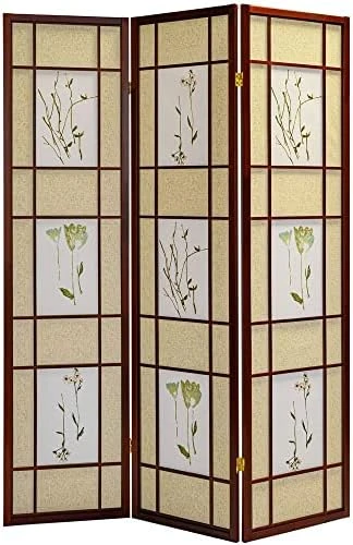Legacy Decor 4 Panel Room Divider Privacy Screen Botanical Floral Accented Natural Color 71 Tall X 70 Inches Wide - Image 12
