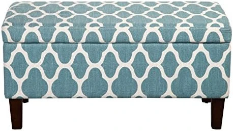 HomePop Ottomon Upholstered Rectangular Storage Ottoman Bench With Hinged Lid, Brown And Cream - Image 9