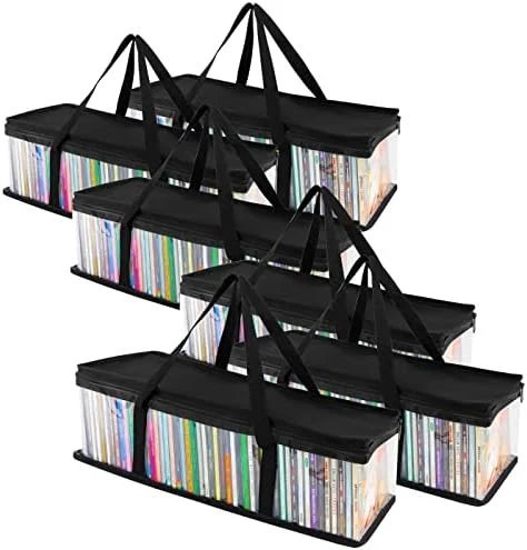 Stock Your Home CD Storage Bags (6 Pack) - Transparent PVC Media Storage - Water Resistant CD Holder Case With Handles - Clear Plastic Carrying Game Bag Storage For CDs, Albums, Video Games, Books - Image 8