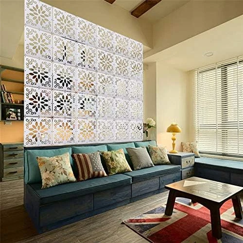 BMIDRUT 12Pcs/Set Hanging Room Divider White DIY Panel Screens Partition Wall Dividers Room Decorative With All Accessories 11.4x11.4 Inch (M6) - Image 9