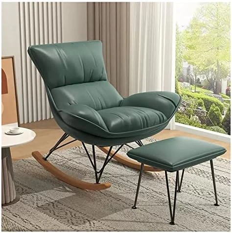 WIGSELBL Rocking Nursery Modern Accent Chair Fabric Upholstered Glider Rocker Armchair With Ottoman For Living Room,Comfy Reading Chairs Lounge Chair Side Chairs For Bedroom Offices (Color : Gray) - Image 9