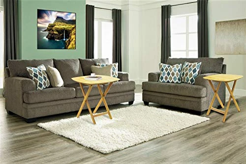 EHemco Oversized Hardwood Folding TV Tray Tables For Eating, 25.5 Inches, Natural, Set Of 2 - Image 2